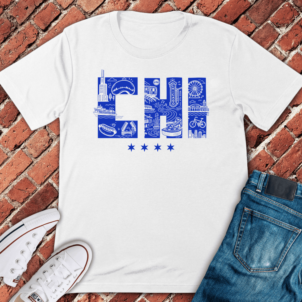CHI City Collage T-Shirt Gift For Chicago Lovers - Unisex Graphic Tee