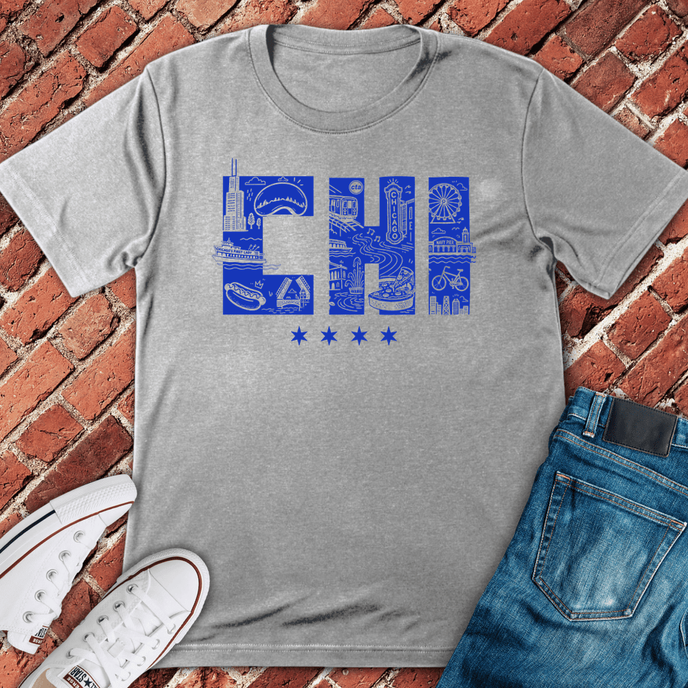 CHI City Collage T-Shirt Gift For Chicago Lovers - Unisex Graphic Tee