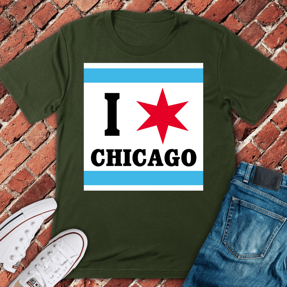 Chicago Flag Love T-Shirt Gift For Chicago Lovers - Unisex Graphic Tee