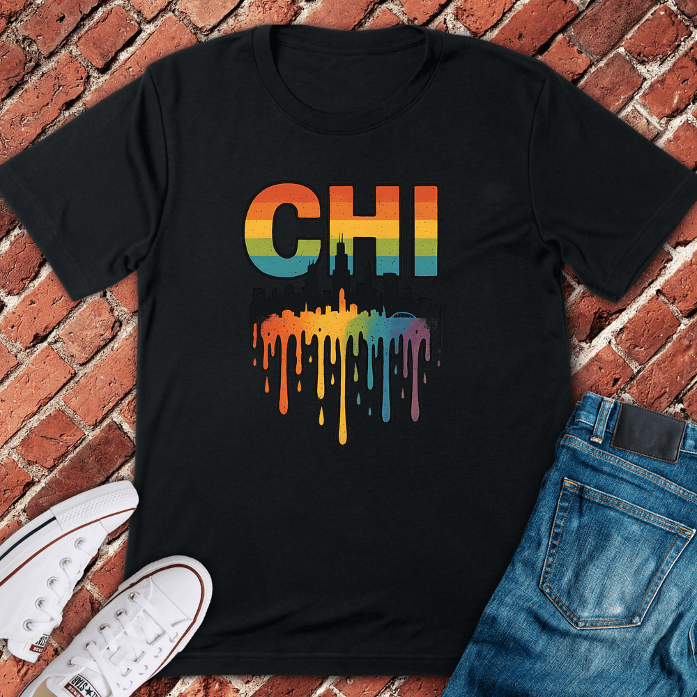 CHI Rainbow Skyline T-Shirt Gift For Chicago Lovers - Unisex Graphic Tee
