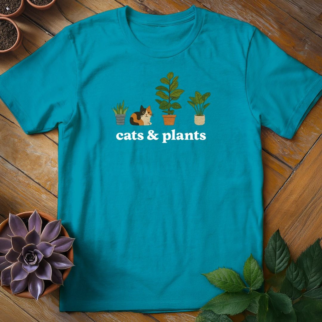 Cats & Plants Icons T-Shirt Gift For Plant Lover