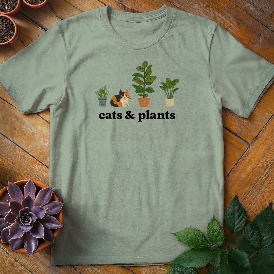 Cats & Plants Icons T-Shirt Gift For Plant Lover