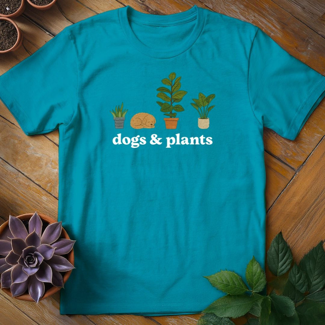 Dogs & Plants Icons T-Shirt Gift For Plant Lover