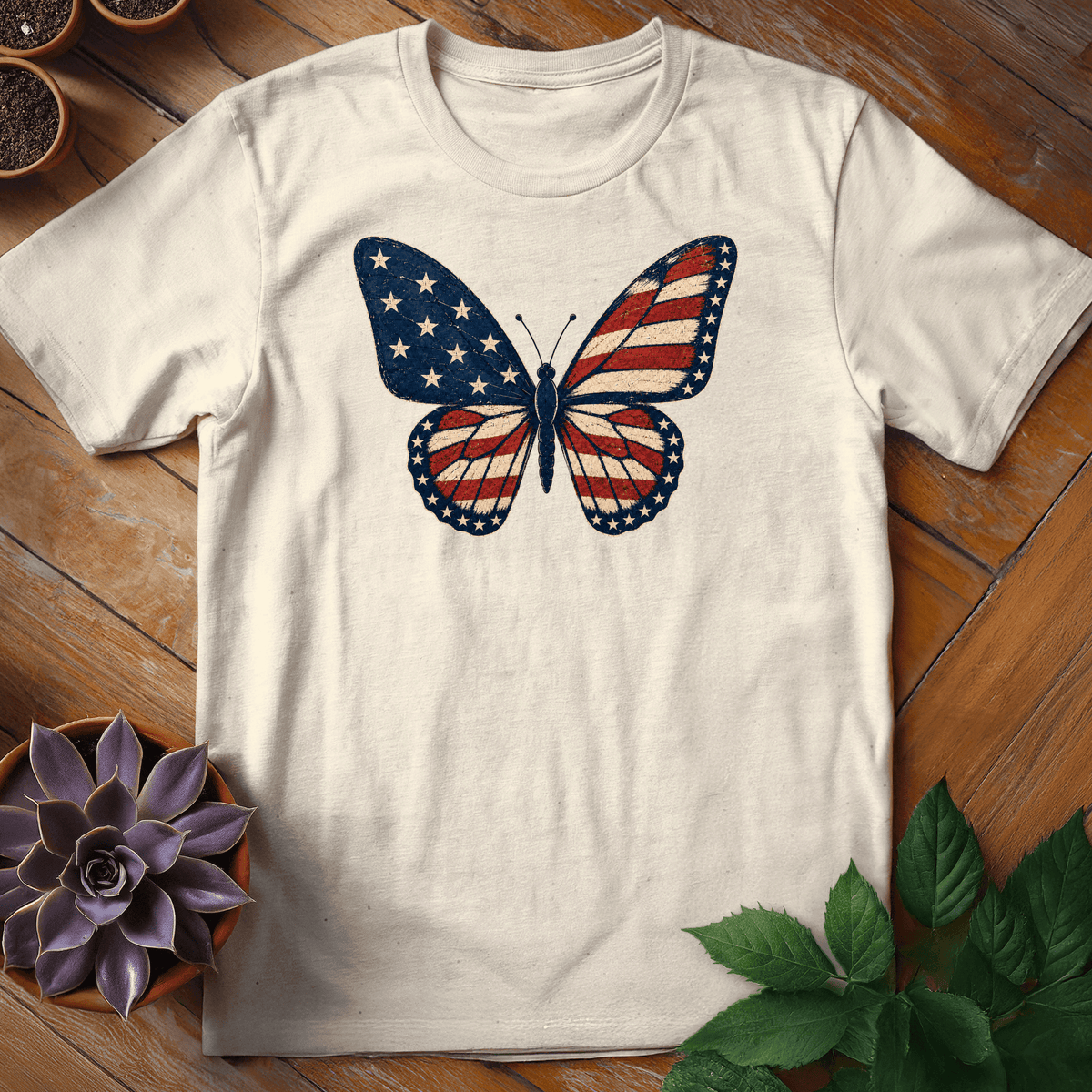 Patriotic Butterfly T-Shirt Gift For Plant Lover - Unisex Graphic Tee