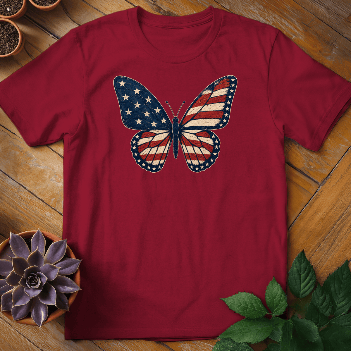 Patriotic Butterfly T-Shirt Gift For Plant Lover - Unisex Graphic Tee