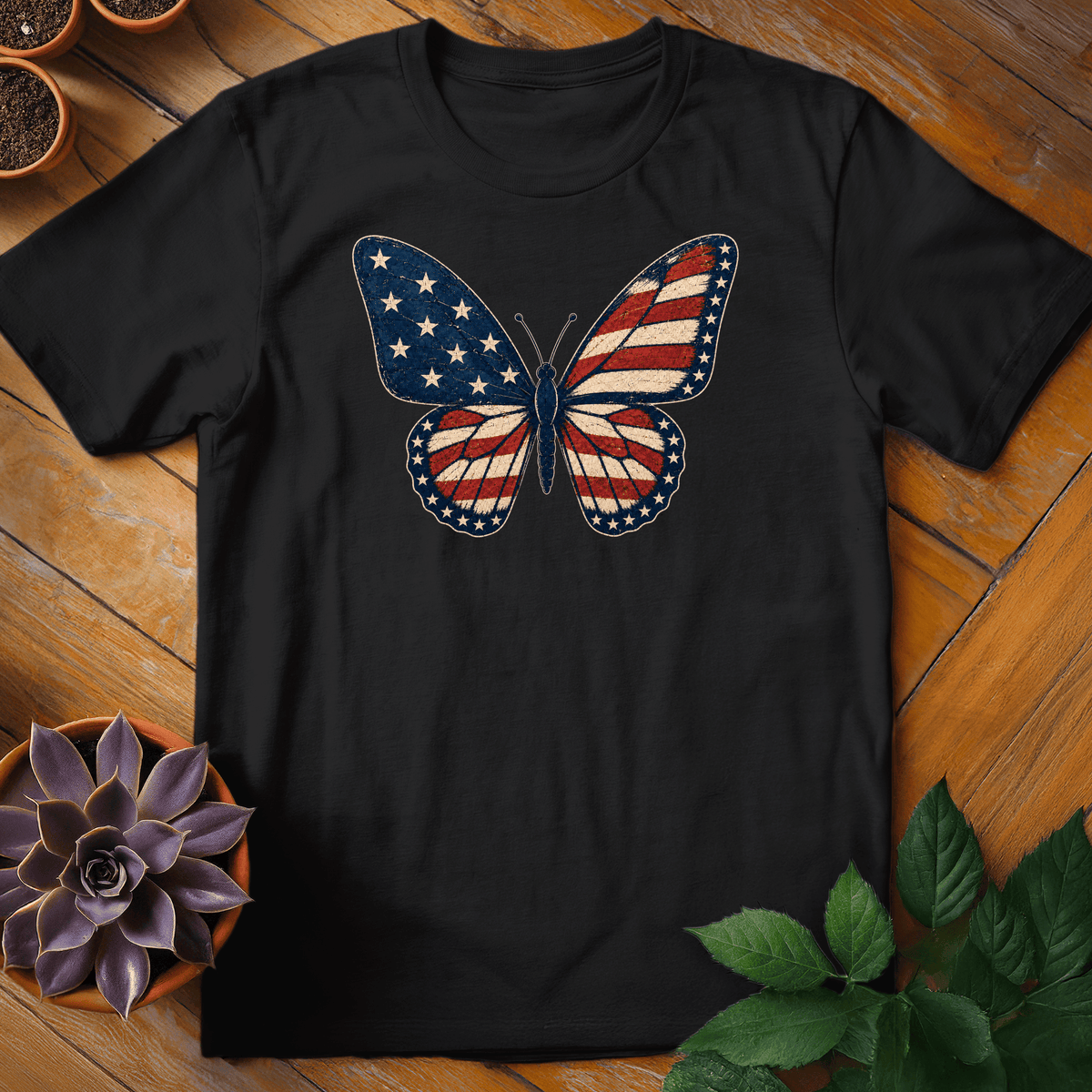Patriotic Butterfly T-Shirt Gift For Plant Lover - Unisex Graphic Tee