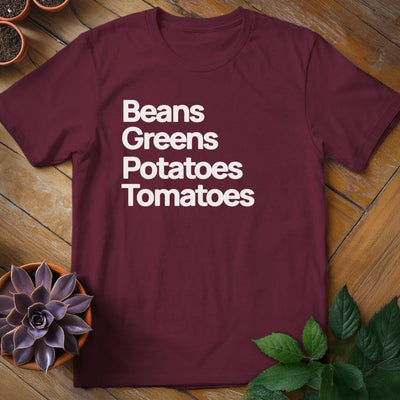 Beans Greens Potatoes Tomatoes T-Shirt Gift For Plant Lover - Unisex Graphic Tee