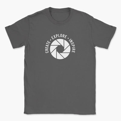 Create Explore Inspire T-Shirt - Photography Graphic Tee - Gift for Photographers - Unisex