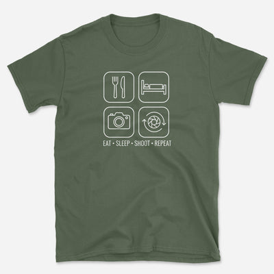 Eat Sleep Shoot Repeat T-Shirt - Photography Graphic Tee - Gift for Photographers - Unisex