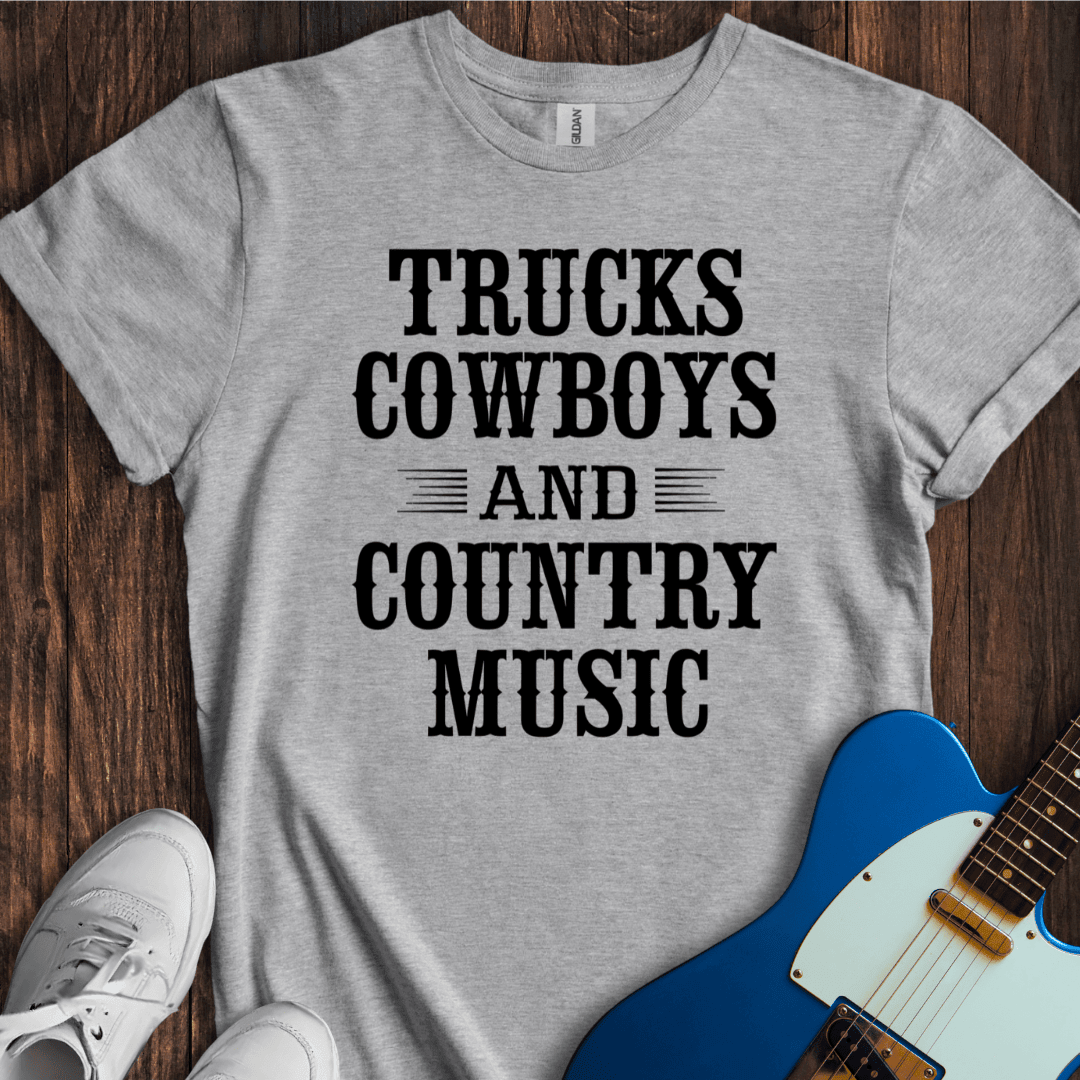 Trucks, Cowboys And Country Music T-Shirt - Graphic Tee - Gift for Music Lovers - Unisex