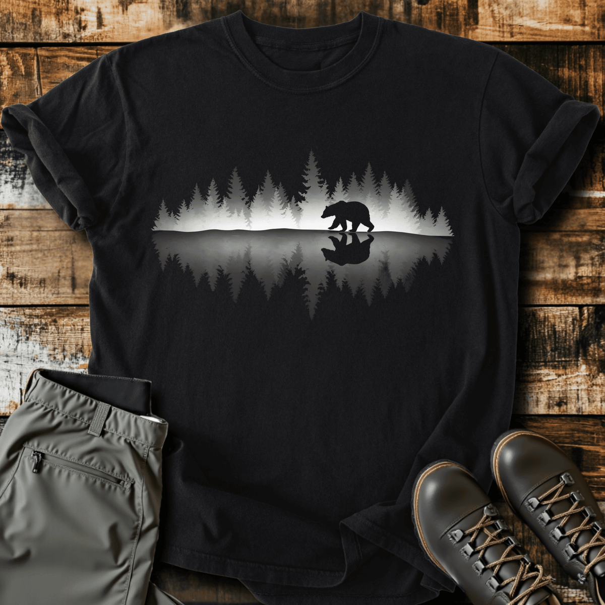 Bear Reflection T-Shirt - Funny Hiking Graphic Tee - Gift for Hikers - Unisex