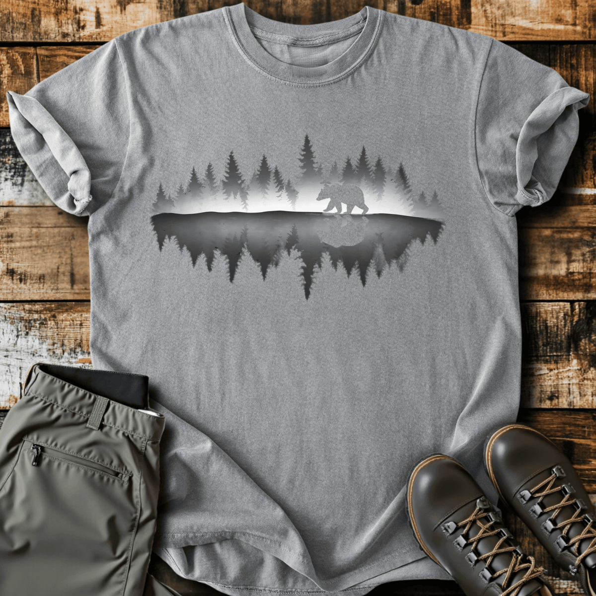 Bear Reflection T-Shirt - Funny Hiking Graphic Tee - Gift for Hikers - Unisex