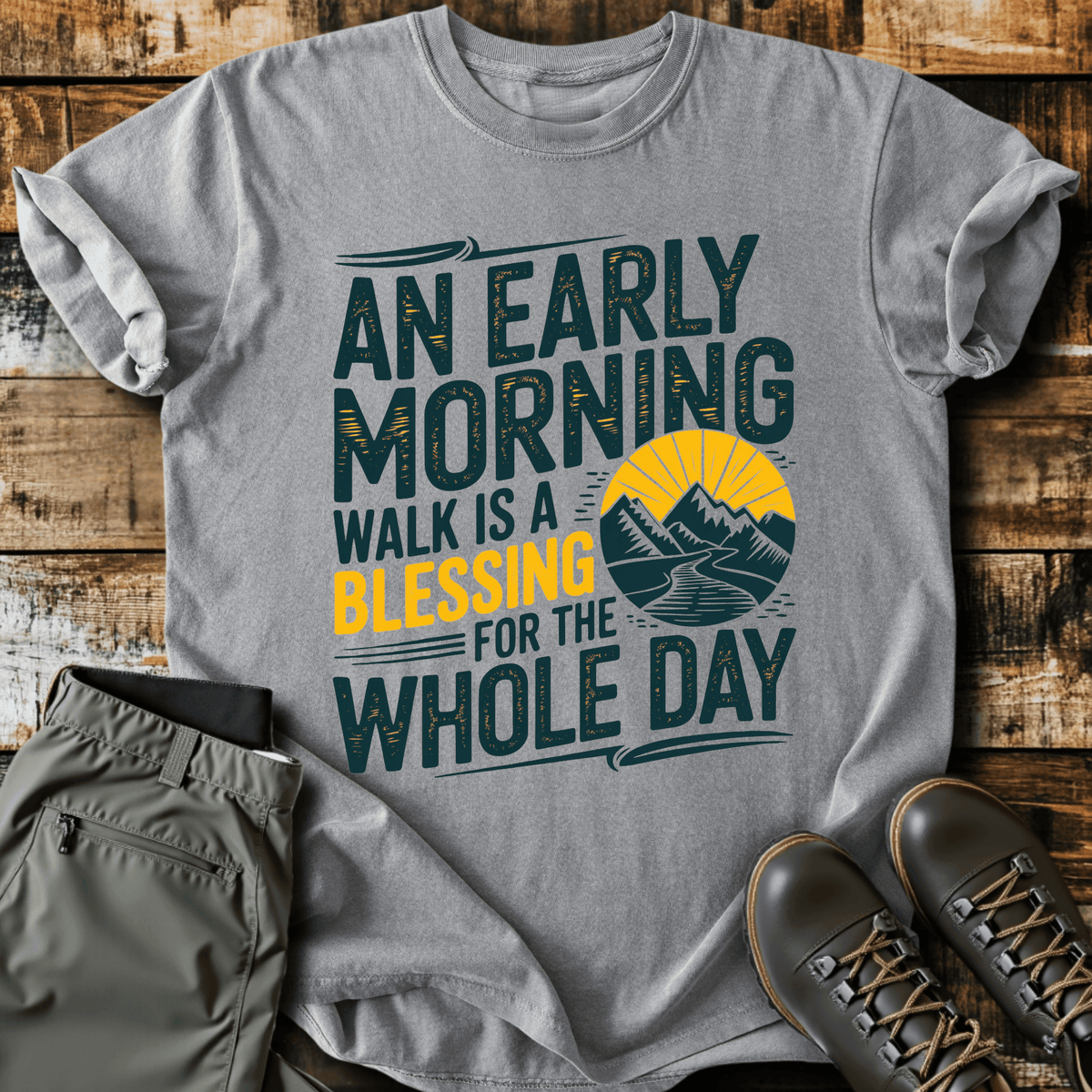 Early Morning Walk T-Shirt - Funny Hiking Graphic Tee - Gift for Hikers - Unisex
