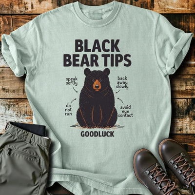 Black Bear Tips T-Shirt - Funny Hiking Graphic Tee - Gift for Hikers - Unisex