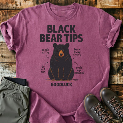 Black Bear Tips T-Shirt - Funny Hiking Graphic Tee - Gift for Hikers - Unisex