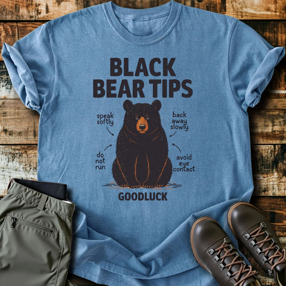 Black Bear Tips T-Shirt - Funny Hiking Graphic Tee - Gift for Hikers - Unisex