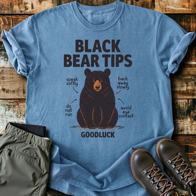 Black Bear Tips T-Shirt - Funny Hiking Graphic Tee - Gift for Hikers - Unisex