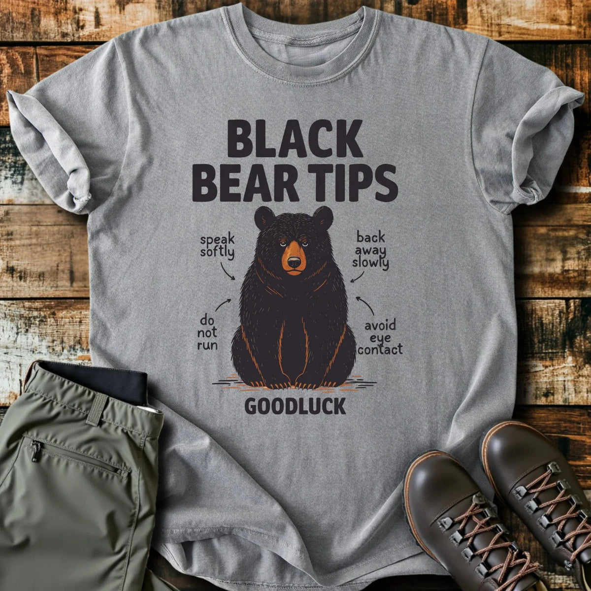 Black Bear Tips T-Shirt - Funny Hiking Graphic Tee - Gift for Hikers - Unisex