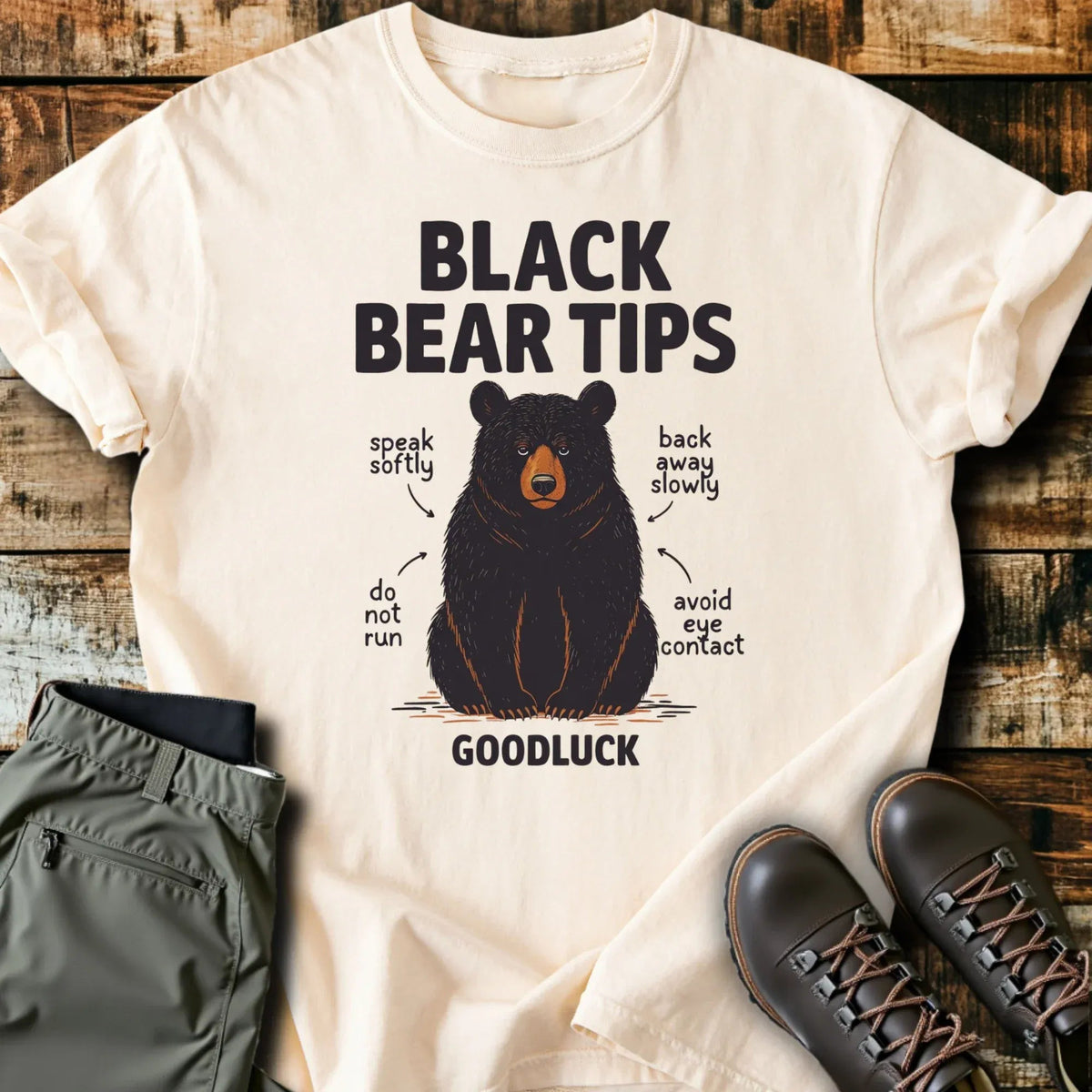 Black Bear Tips T-Shirt - Funny Hiking Graphic Tee - Gift for Hikers - Unisex