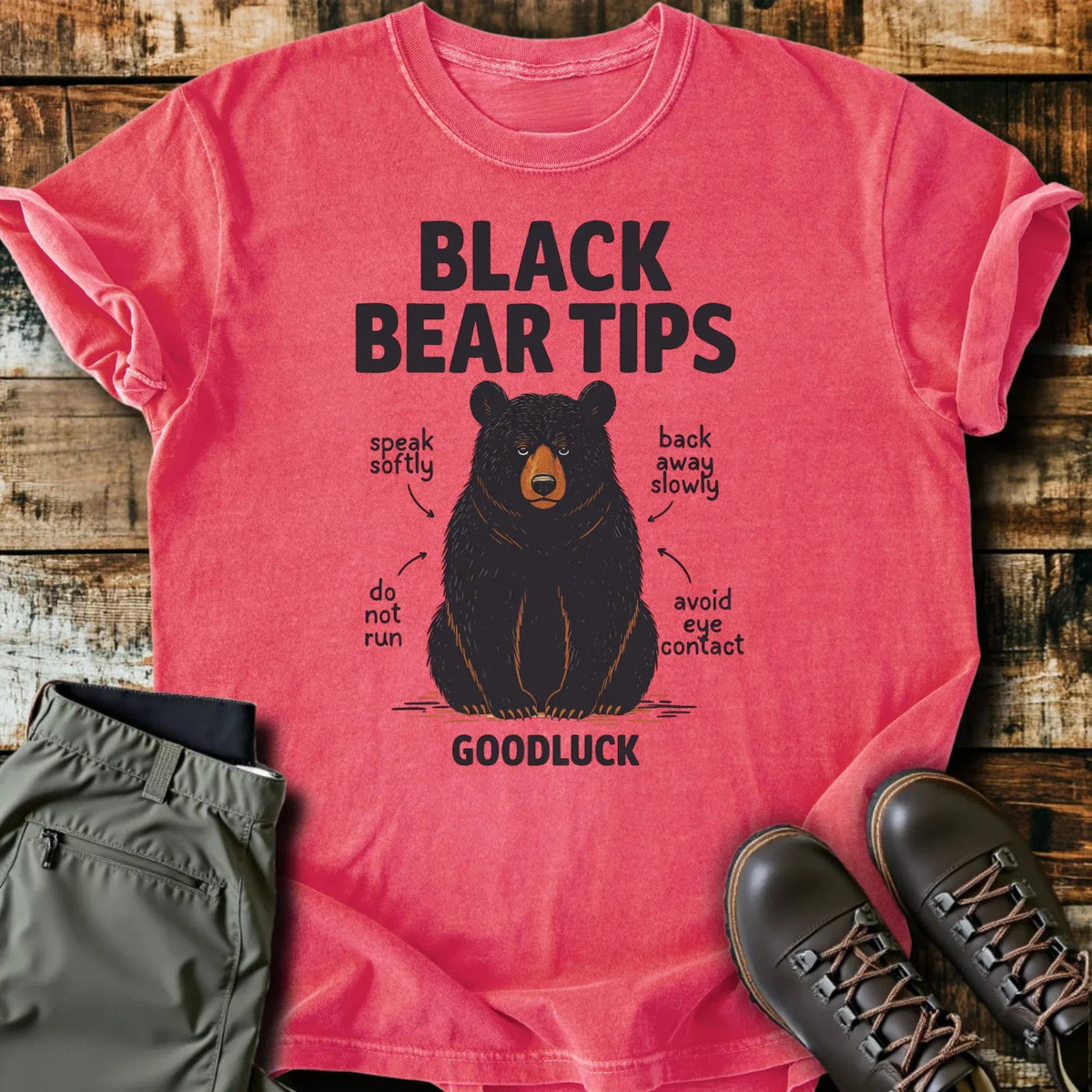 Black Bear Tips T-Shirt - Funny Hiking Graphic Tee - Gift for Hikers - Unisex