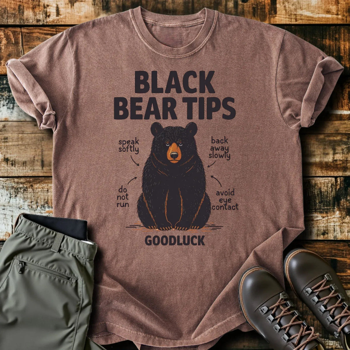 Black Bear Tips T-Shirt - Funny Hiking Graphic Tee - Gift for Hikers - Unisex