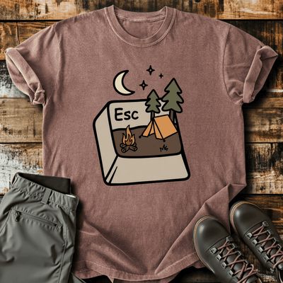 Escape Button T-Shirt - Funny Hiking Graphic Tee - Gift for Hikers - Unisex