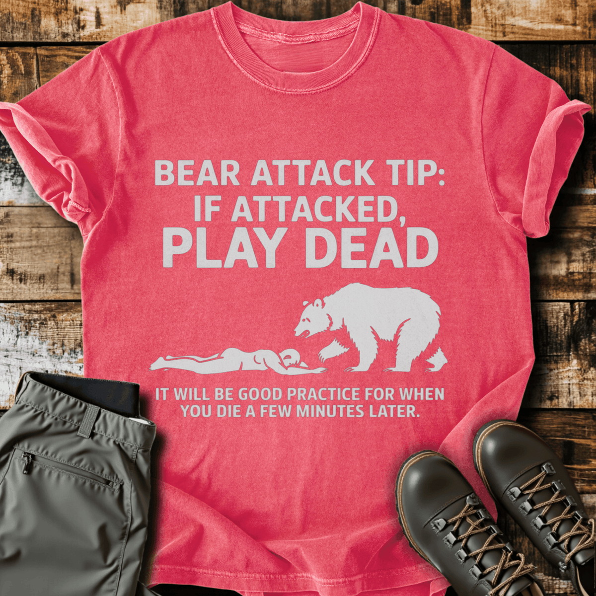 Bear Attack Tip T-Shirt - Funny Hiking Graphic Tee - Gift for Hikers - Unisex