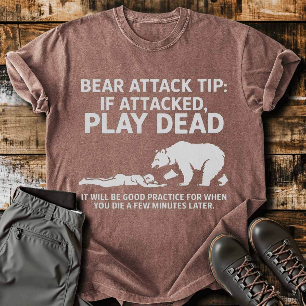 Bear Attack Tip T-Shirt - Funny Hiking Graphic Tee - Gift for Hikers - Unisex