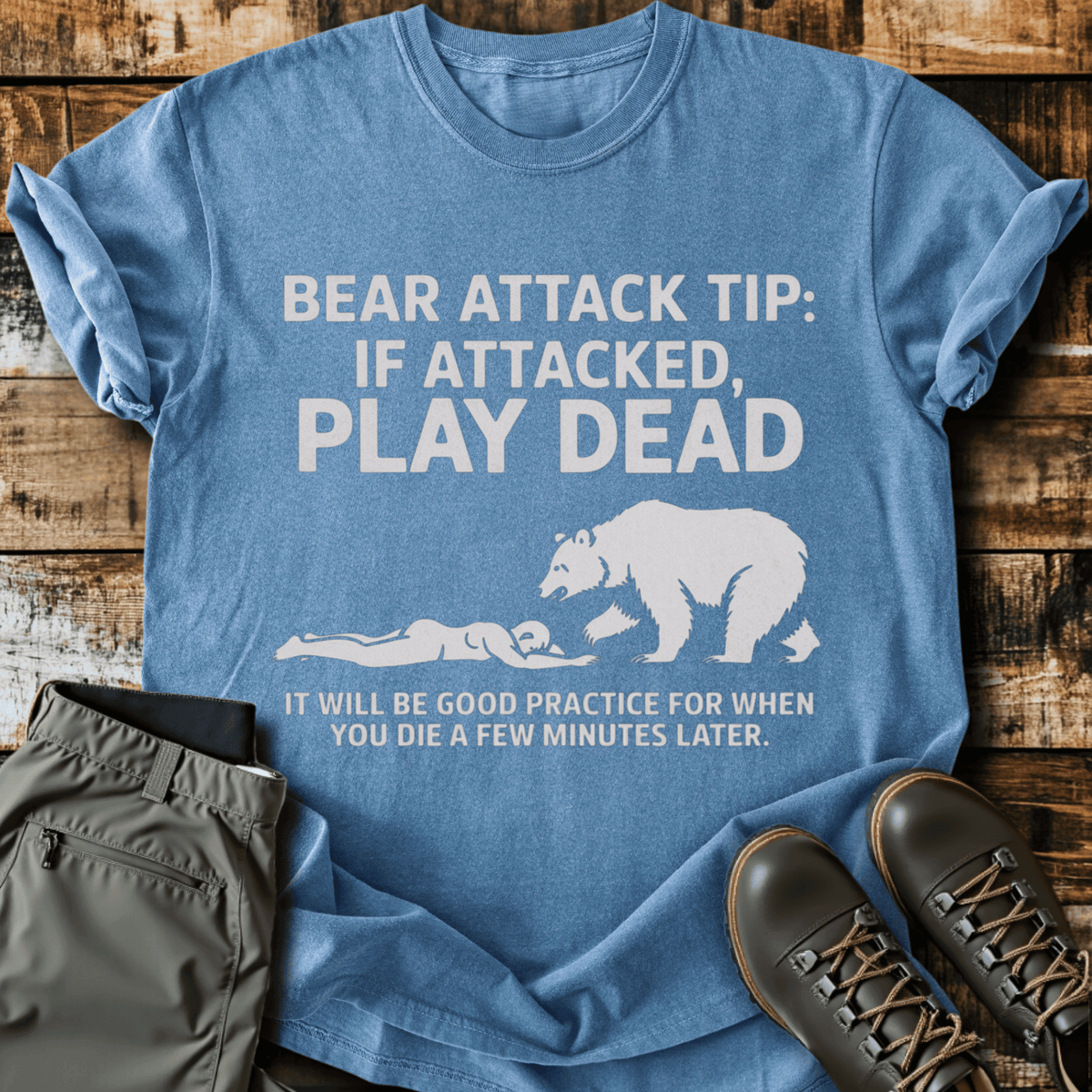 Bear Attack Tip T-Shirt - Funny Hiking Graphic Tee - Gift for Hikers - Unisex