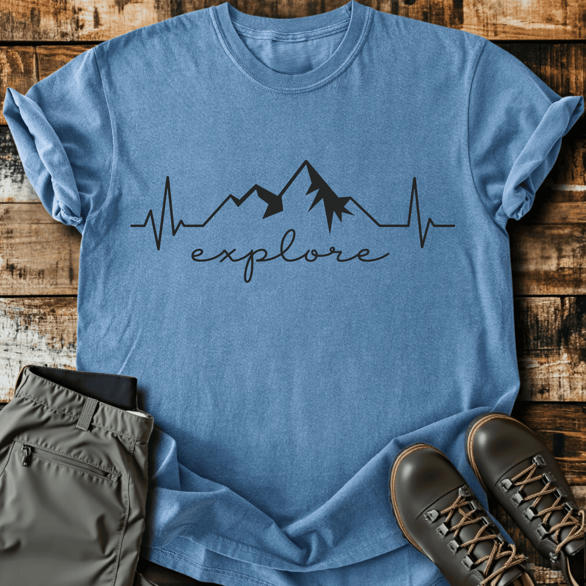 Explore Heart Beat T-Shirt - Funny Hiking Graphic Tee - Gift for Hikers - Unisex