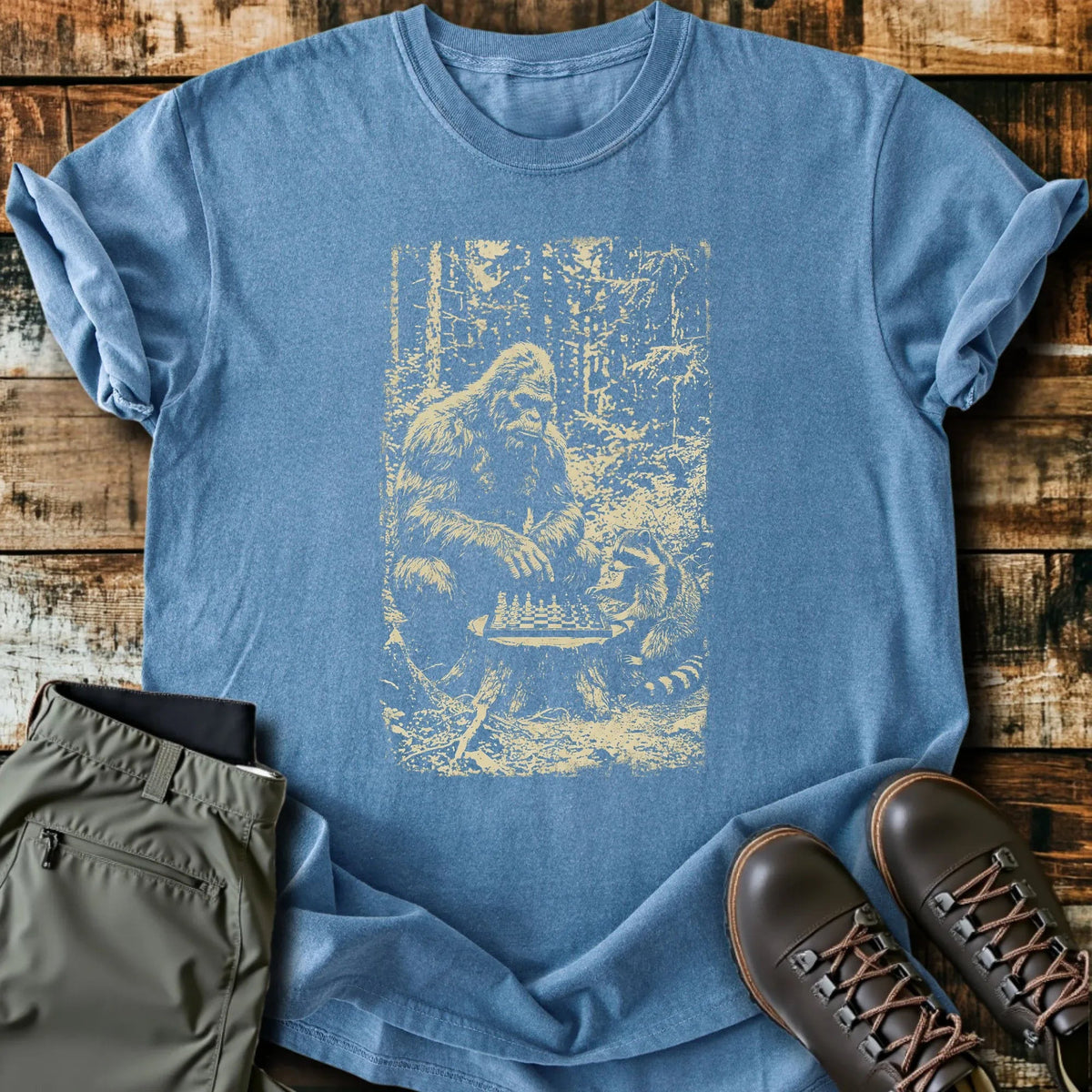 Bigfoot Chess Match T-Shirt - Funny Hiking Graphic Tee - Gift for Hikers - Unisex