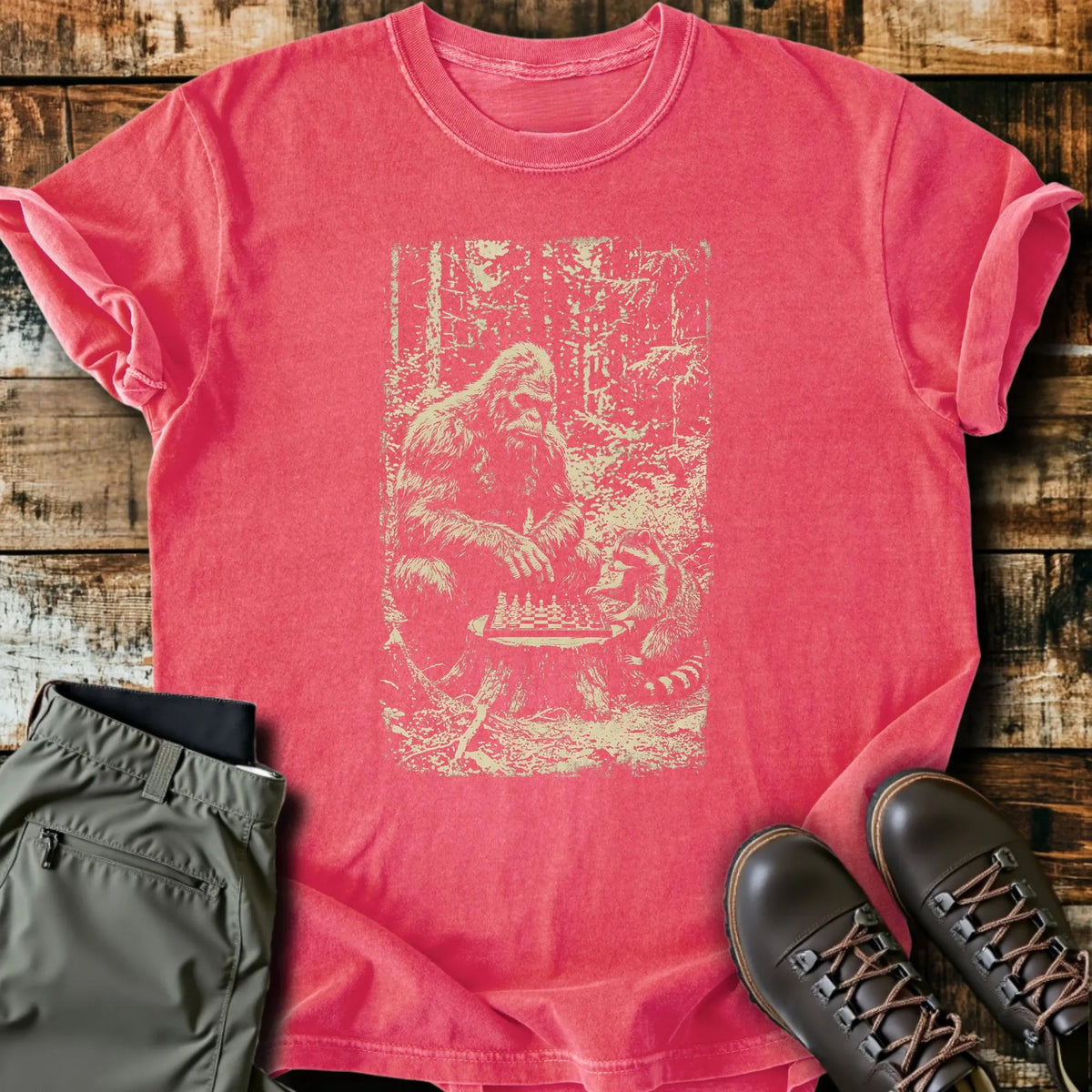 Bigfoot Chess Match T-Shirt - Funny Hiking Graphic Tee - Gift for Hikers - Unisex