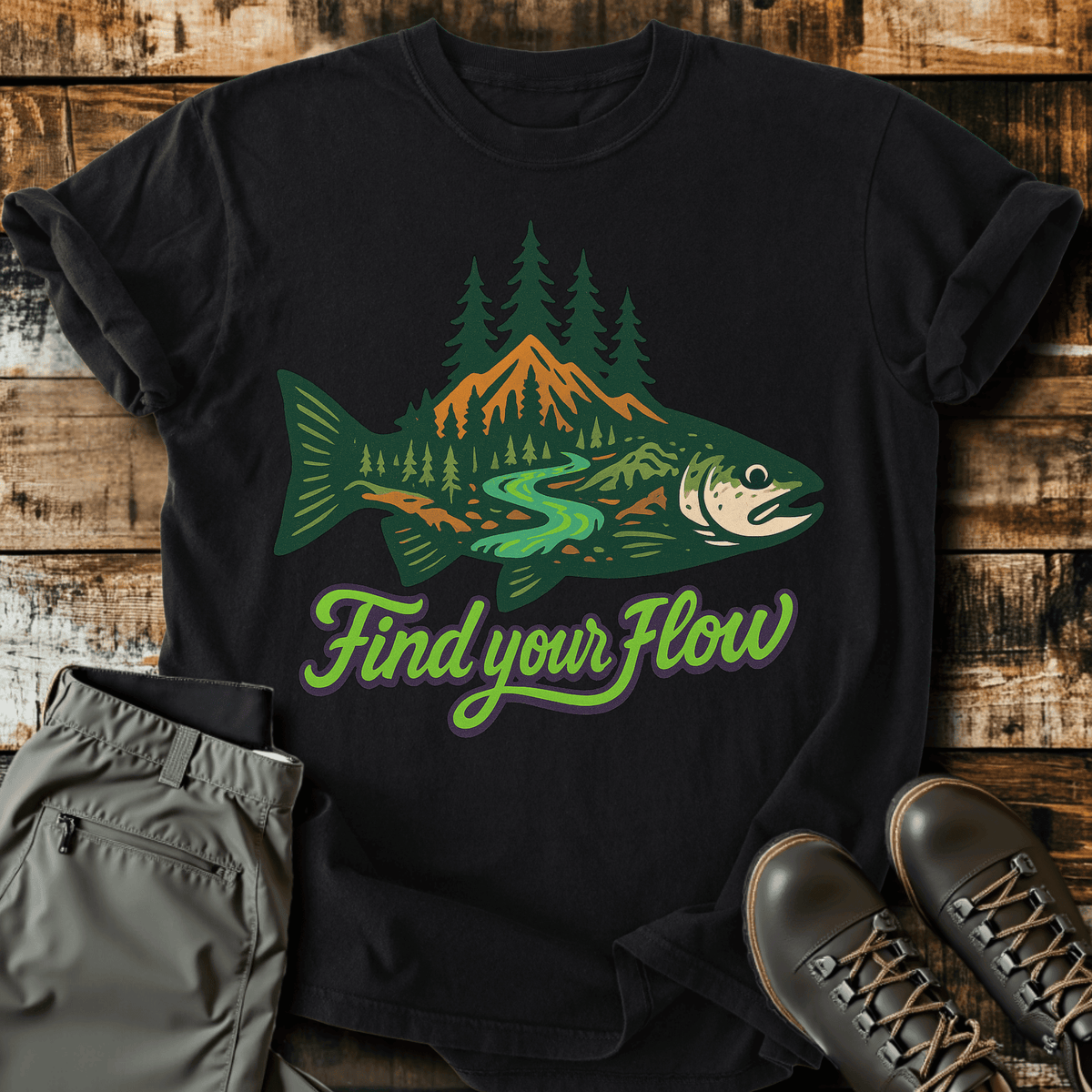 Find Your Flow T-Shirt - Funny Hiking Graphic Tee - Gift for Hikers - Unisex