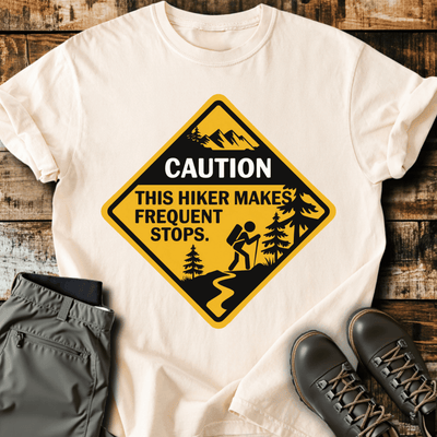 Caution T-Shirt - Funny Hiking Graphic Tee - Gift for Hikers - Unisex