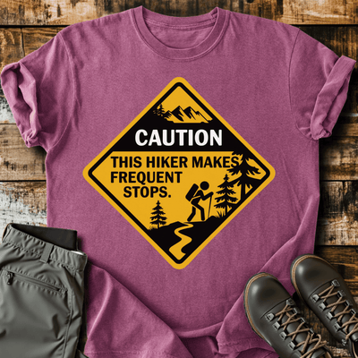 Caution T-Shirt - Funny Hiking Graphic Tee - Gift for Hikers - Unisex