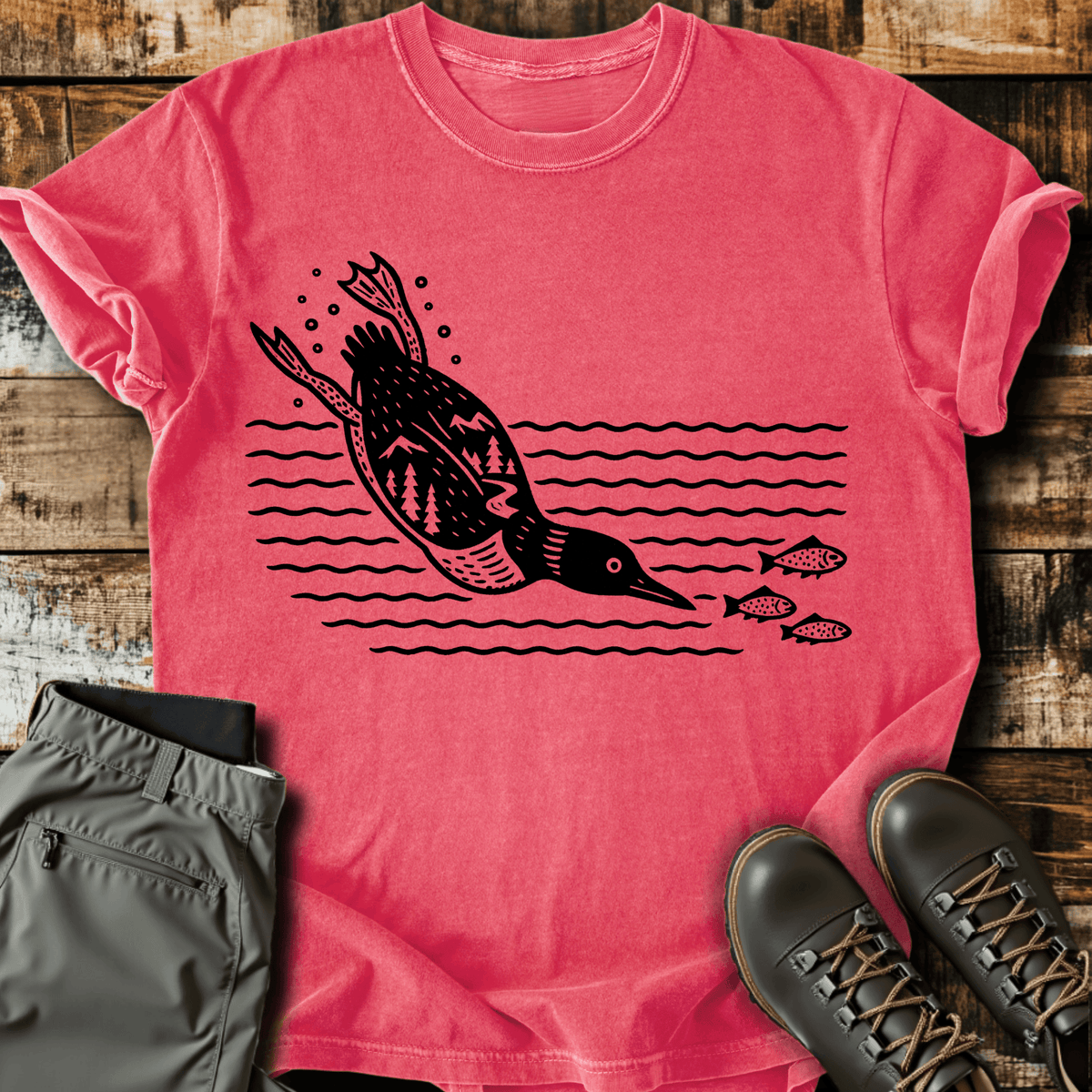 Diving Bird T-Shirt - Funny Hiking Graphic Tee - Gift for Hikers - Unisex