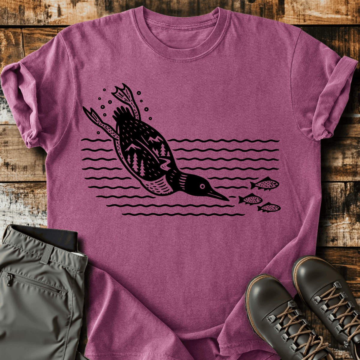 Diving Bird T-Shirt - Funny Hiking Graphic Tee - Gift for Hikers - Unisex