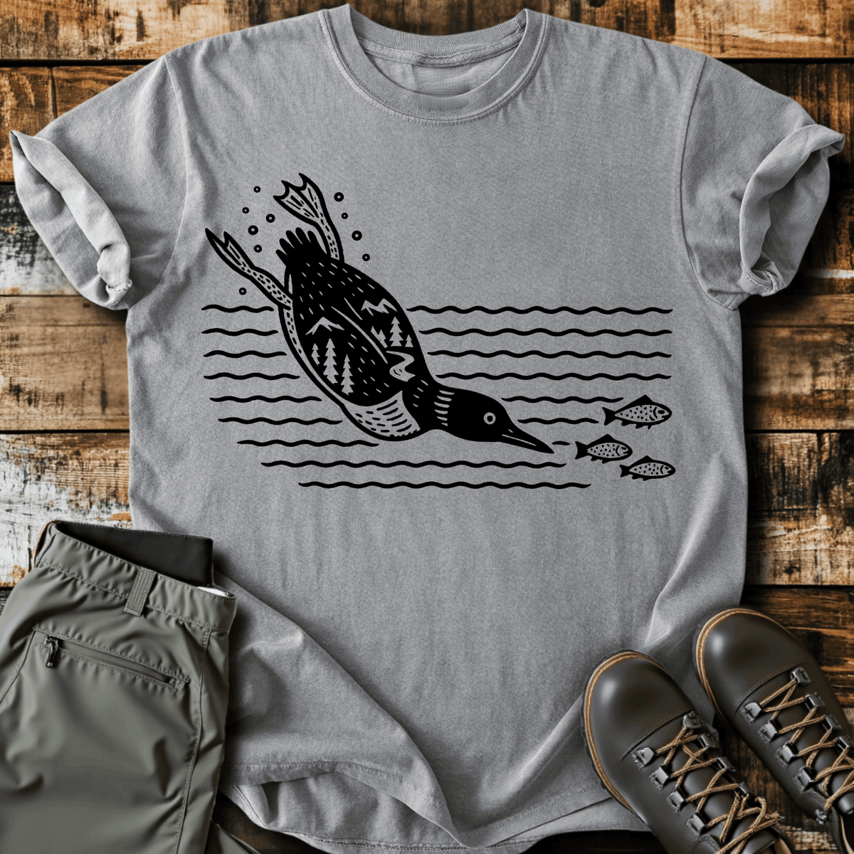 Diving Bird T-Shirt - Funny Hiking Graphic Tee - Gift for Hikers - Unisex
