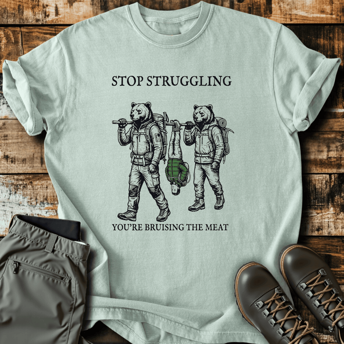 Bruising The Meat T-Shirt Funny Hiking Shirt