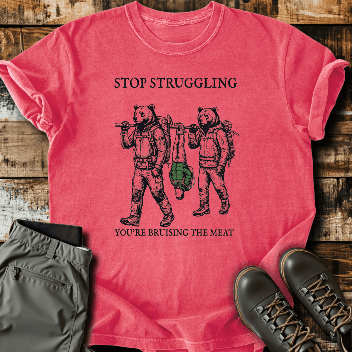 Bruising The Meat T-Shirt Funny Hiking Shirt