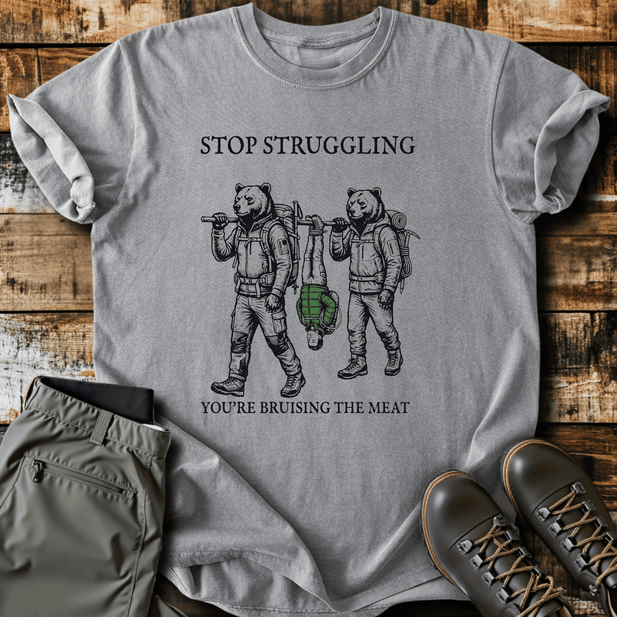 Bruising The Meat T-Shirt Funny Hiking Shirt