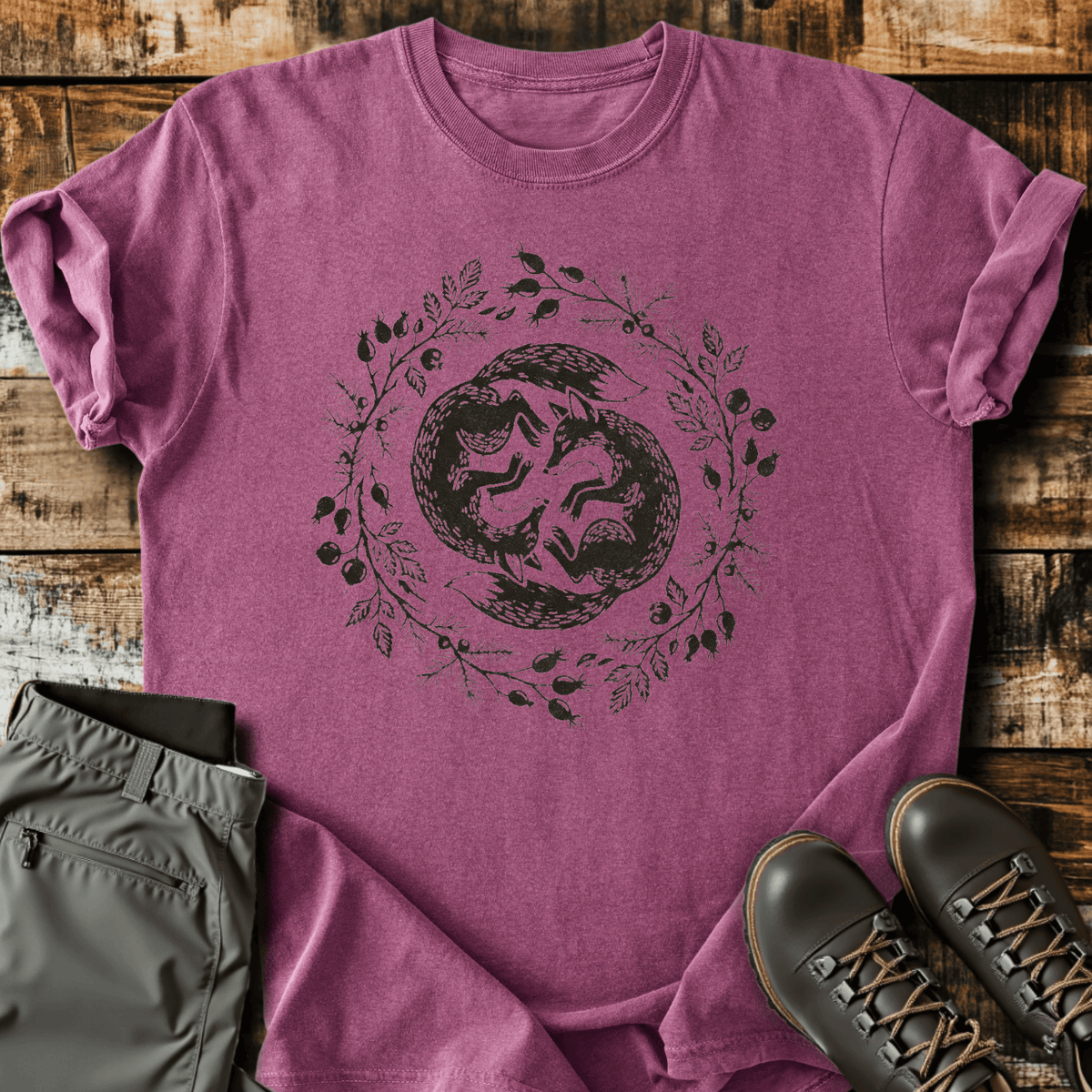 Fox Circle T-Shirt - Funny Hiking Graphic Tee - Gift for Hikers - Unisex