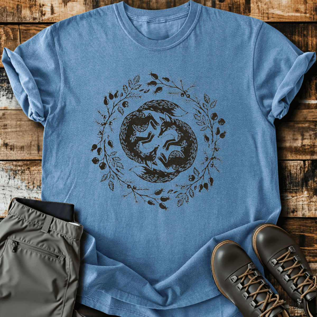 Fox Circle T-Shirt - Funny Hiking Graphic Tee - Gift for Hikers - Unisex