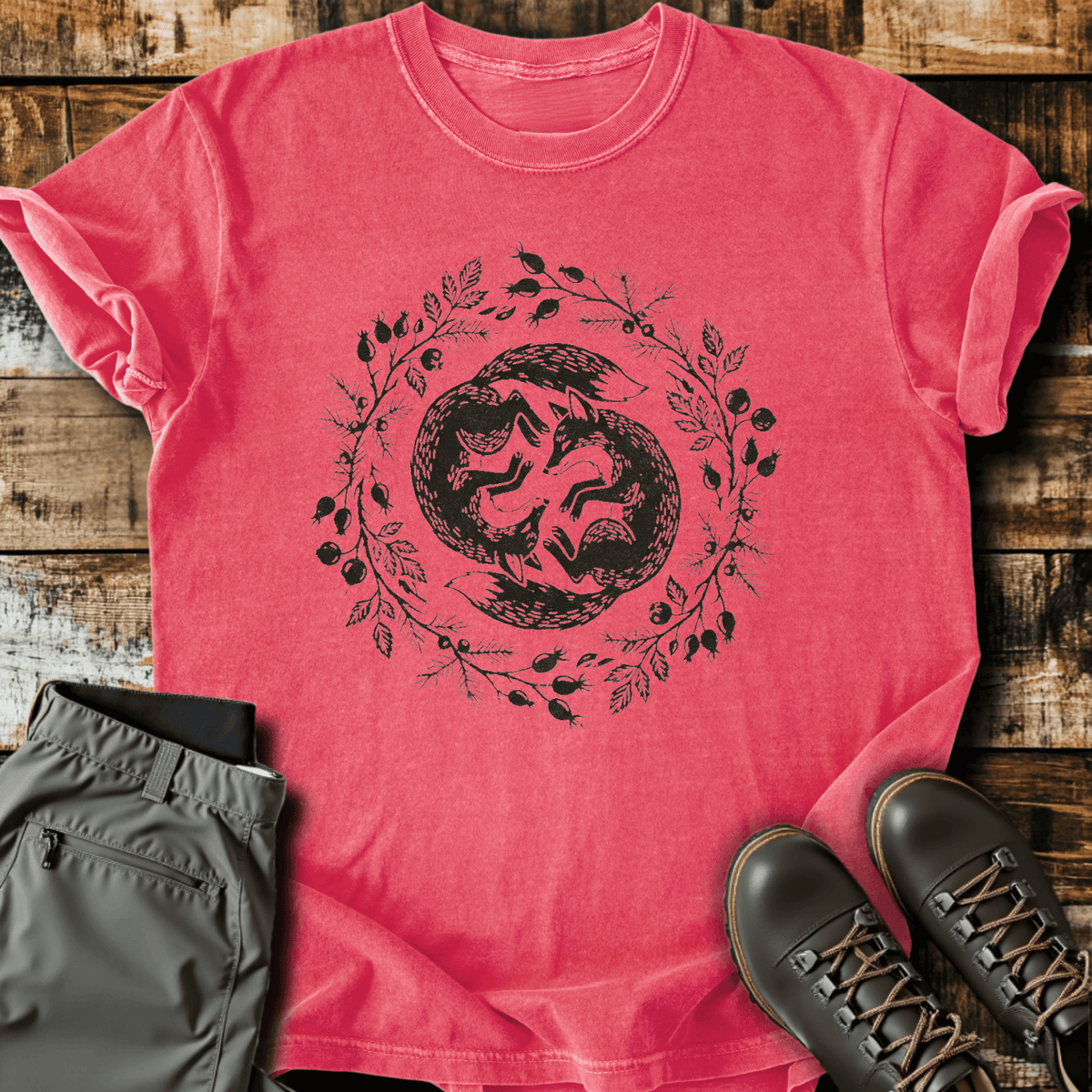 Fox Circle T-Shirt - Funny Hiking Graphic Tee - Gift for Hikers - Unisex