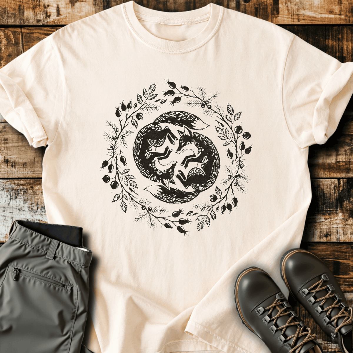 Fox Circle T-Shirt - Funny Hiking Graphic Tee - Gift for Hikers - Unisex