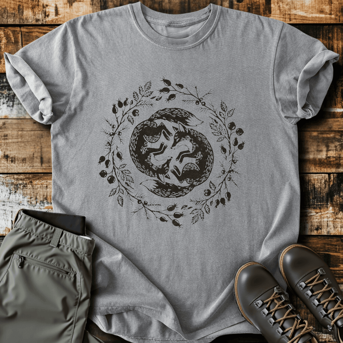 Fox Circle T-Shirt - Funny Hiking Graphic Tee - Gift for Hikers - Unisex