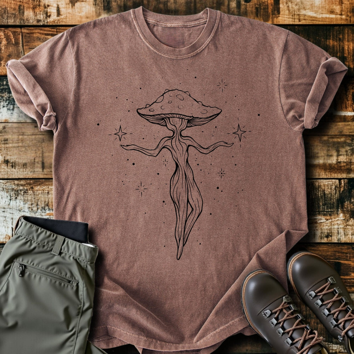 Dancing Mushroom T-Shirt - Funny Hiking Graphic Tee - Gift for Hikers - Unisex