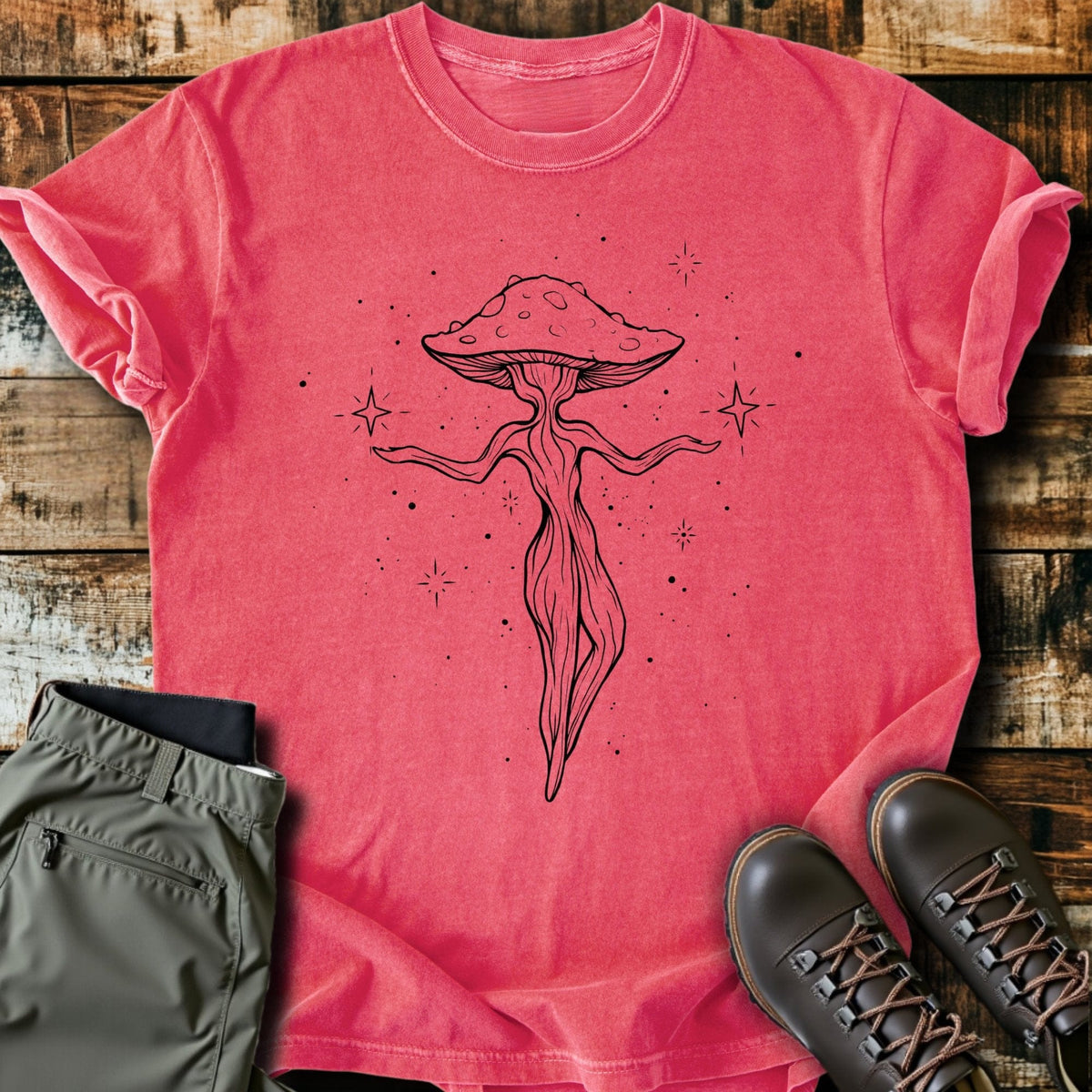 Dancing Mushroom T-Shirt - Funny Hiking Graphic Tee - Gift for Hikers - Unisex