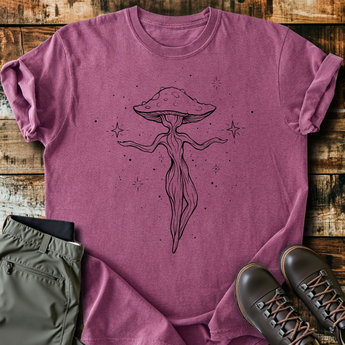 Dancing Mushroom T-Shirt - Funny Hiking Graphic Tee - Gift for Hikers - Unisex