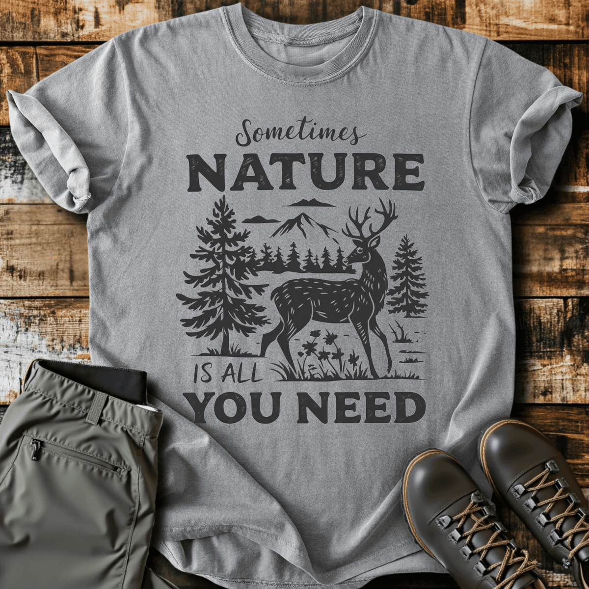 All You Need T-Shirt - Funny Hiking Graphic Tee - Gift for Hikers - Unisex